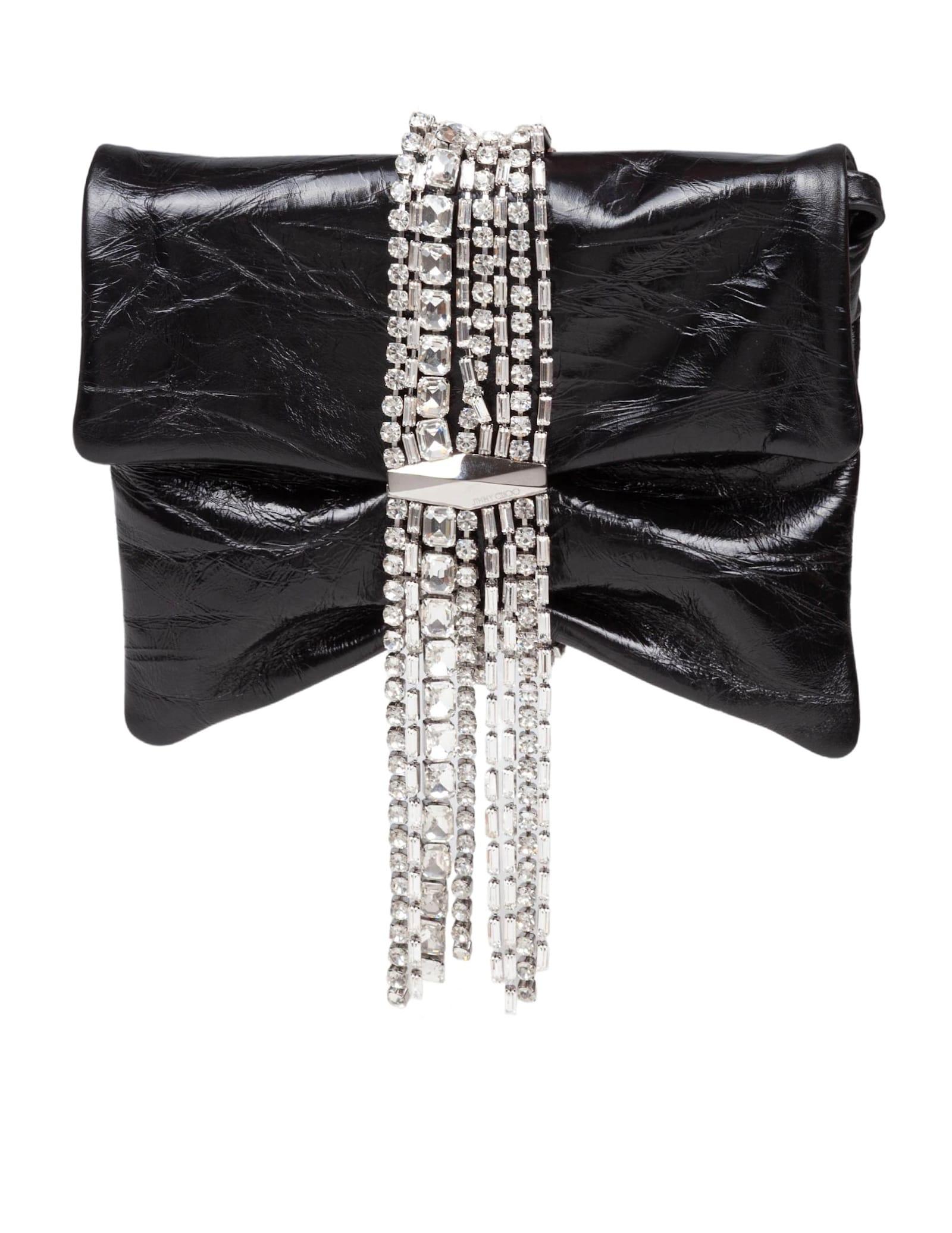 jimmy choo zandra clutch bag in black metallic leather