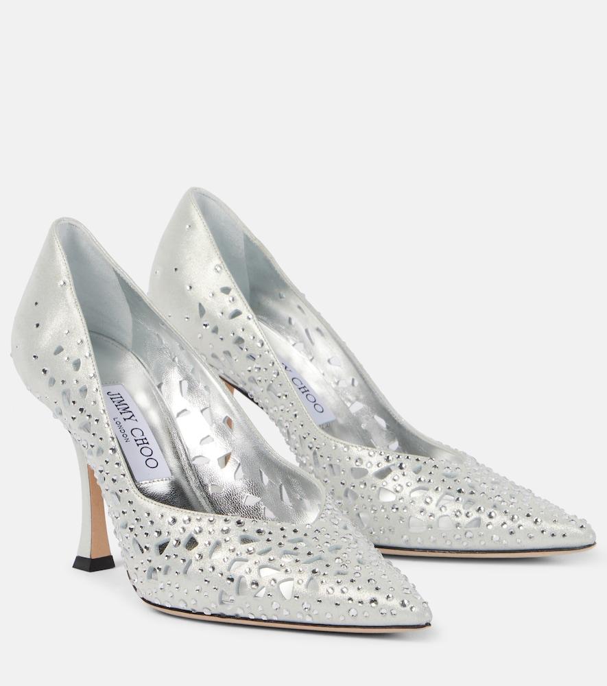jimmy choo ziri 90 embellished suede pumps