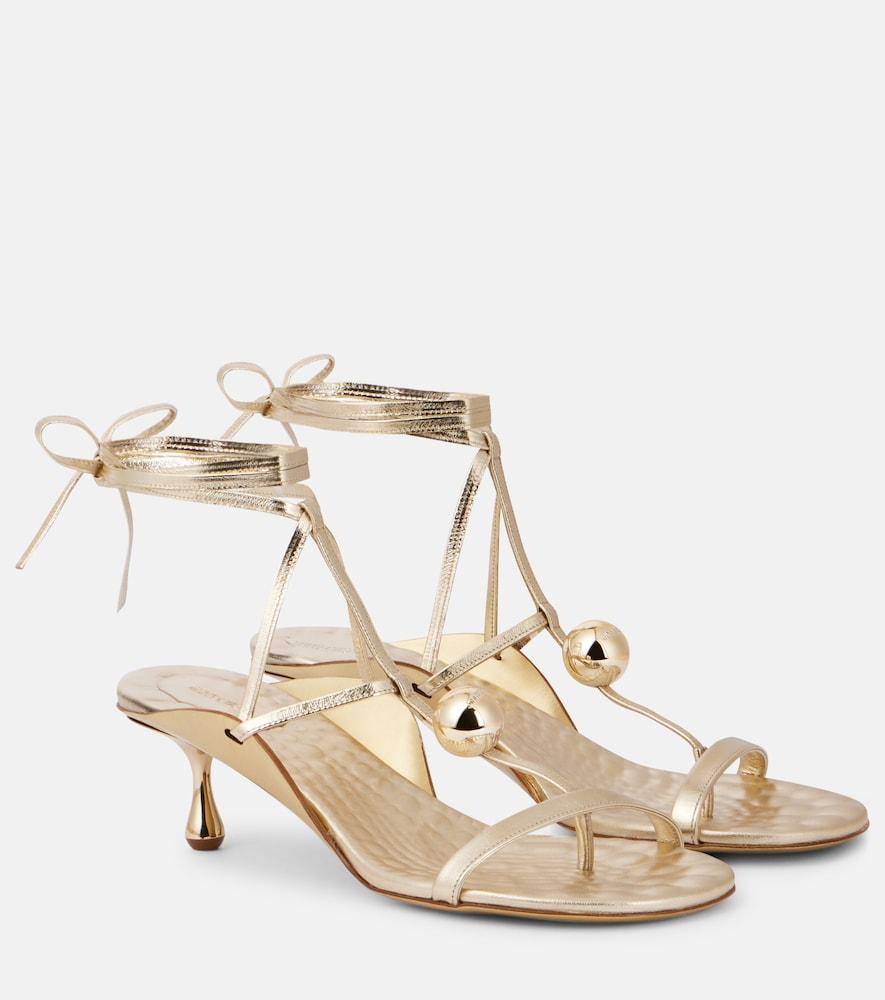 jimmy choo zyra 50 metallic leather sandals