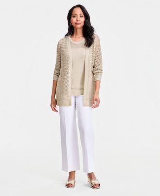 jm collection womens novelty open work tank top open work open front cardigan wide leg pants macys exclusive