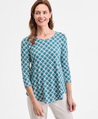 jm collection womens printed scoop neck 3 4 sleeve top exclusively at macys pxs xxl
