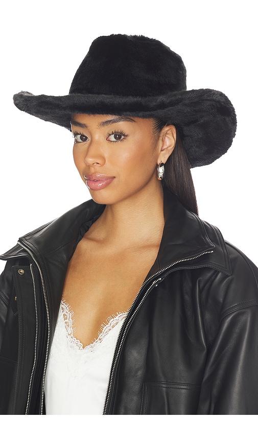 jocelyn faux fur cowboy hat in black.