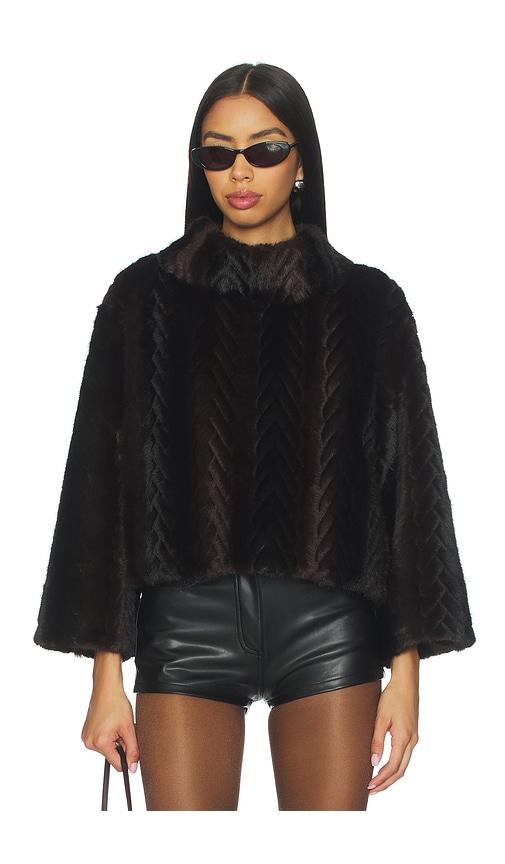 jocelyn faux mink pullover sweatshirt in chocolate.