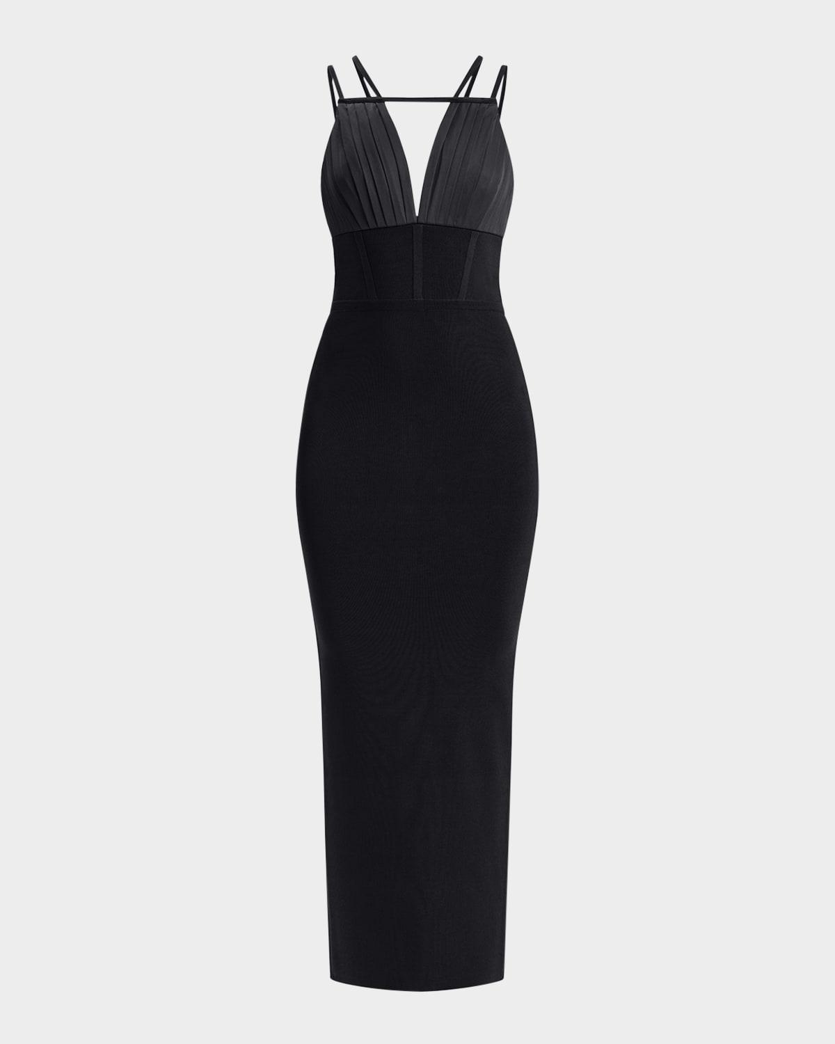 jocelyn pleated strappy bandage gown