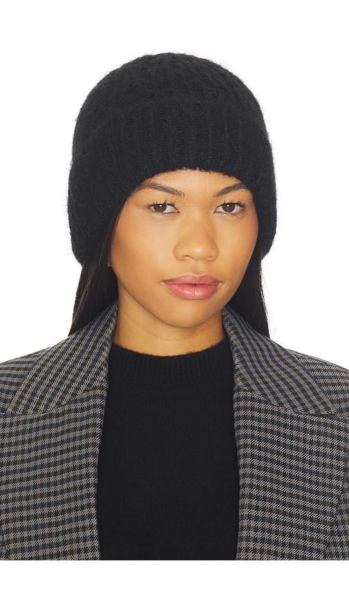 jocelyn rib knit cuffed hat in black.