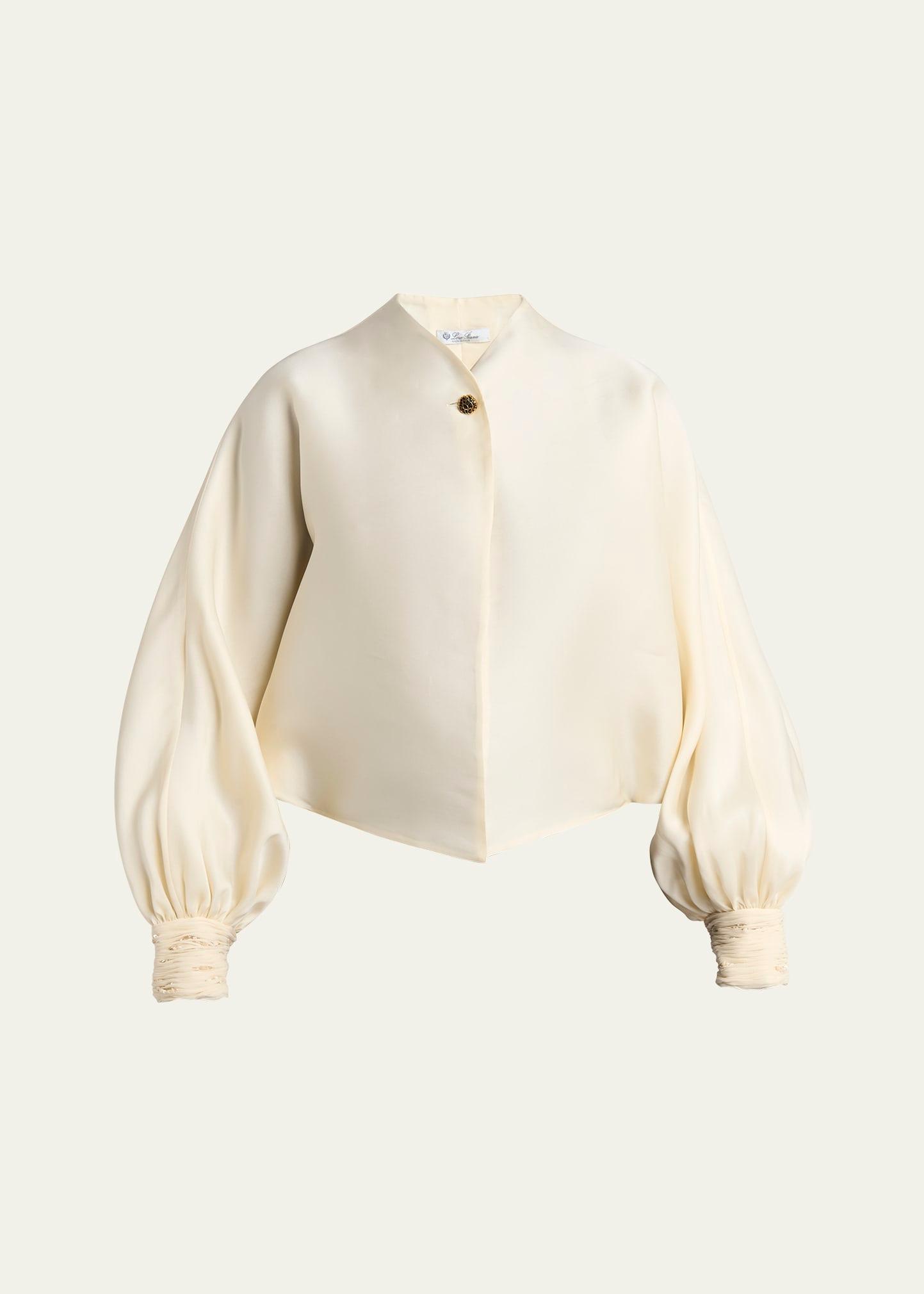 jody organdy satin embellished-cuff blouse