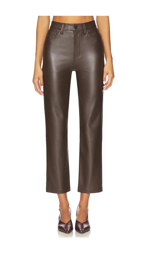 joe's jeans lyra slim ankle faux leather straight in chocolate.