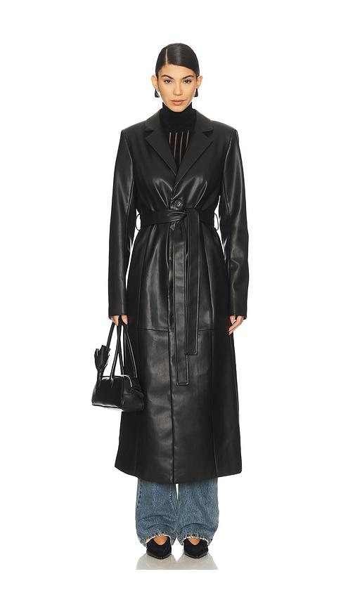 joe's jeans the faux leather long coat in black. - size m (also in s)