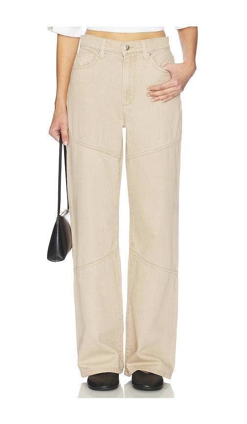 joe's jeans the harlowe seamed wide leg jeans in tan.