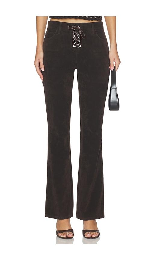 joe's jeans x weworewhat the ralph suede bootcut in chocolate.