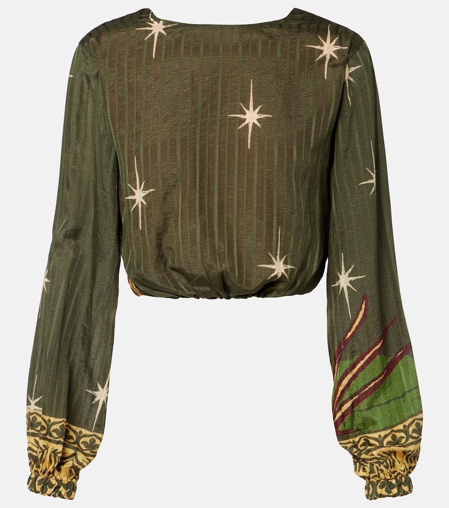 johanna ortiz afterwork printed jacquard blouse