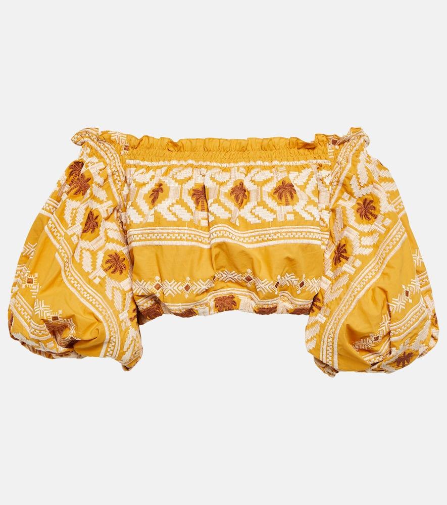 johanna ortiz cañaveral embroidered cotton cropped top