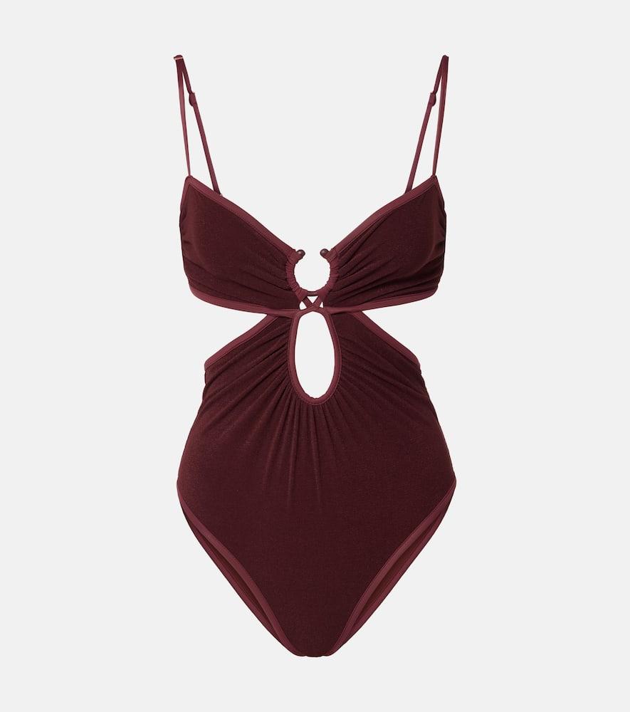 johanna ortiz cutout gathered terry swimsuit