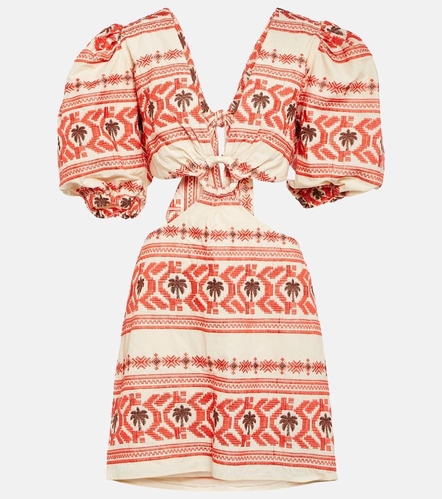 johanna ortiz cutout printed cotton minidress
