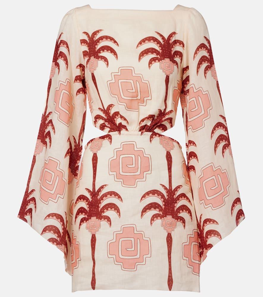 johanna ortiz cutout printed linen minidress