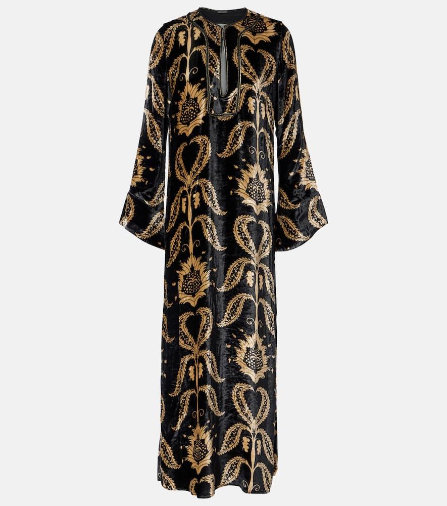 johanna ortiz embroidered velvet maxi dress
