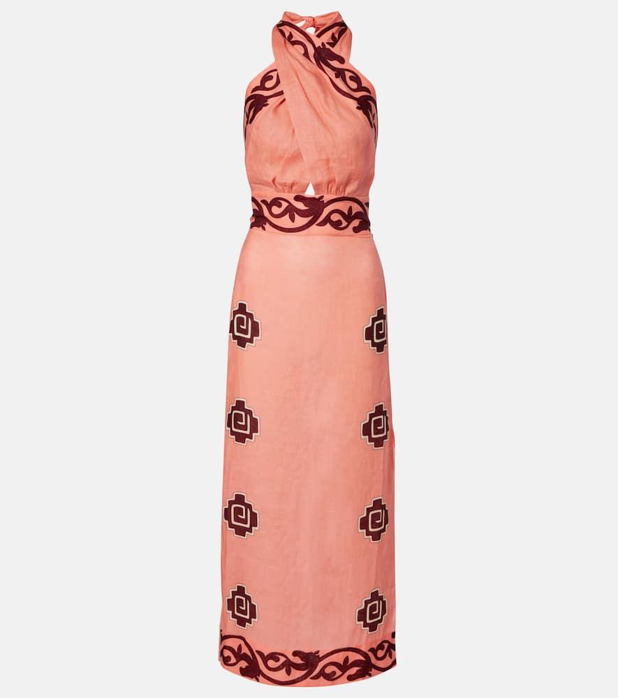 johanna ortiz energetic patterns linen maxi dress