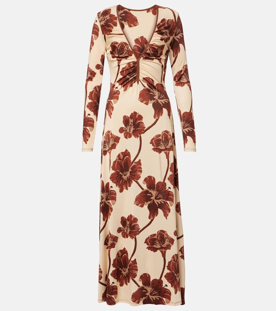 johanna ortiz floral jersey midi dress