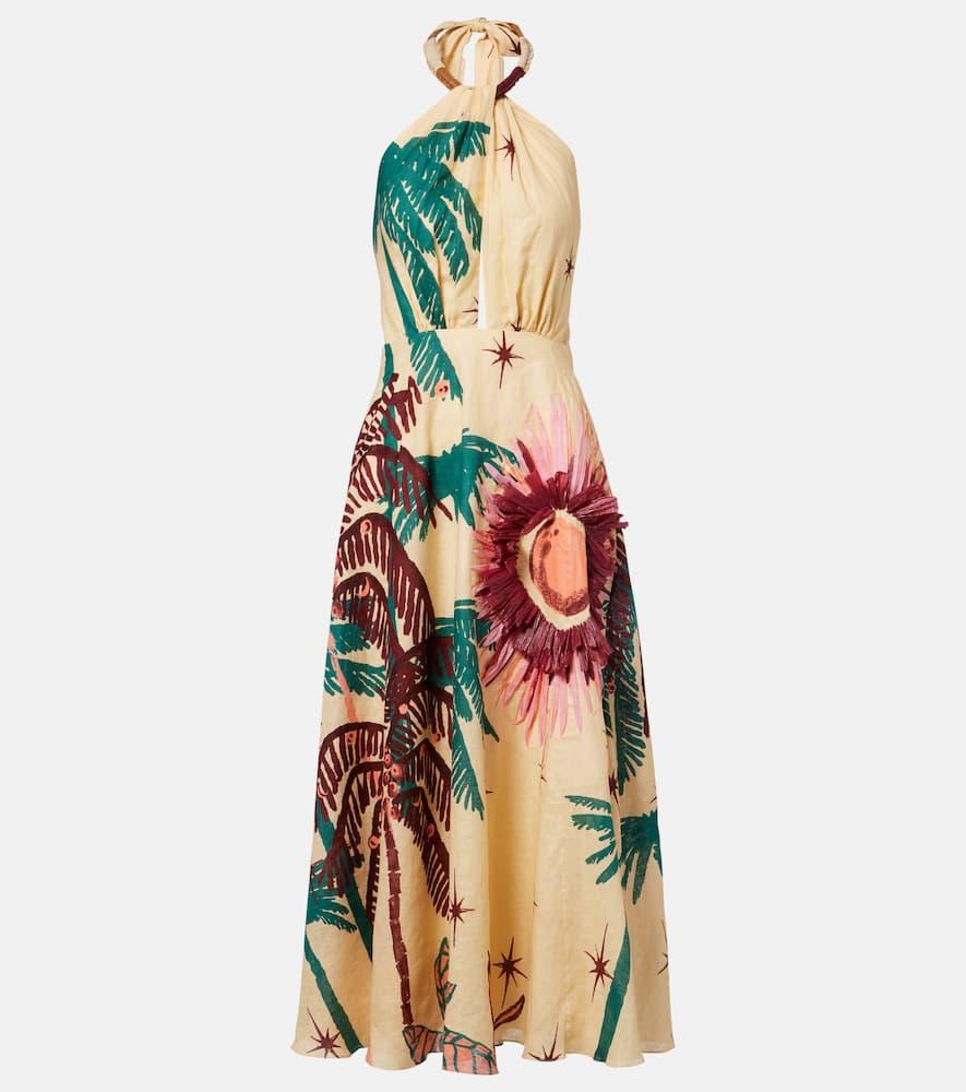 johanna ortiz floral linen midi dress