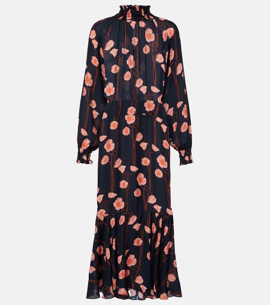 johanna ortiz floral silk georgette midi dress