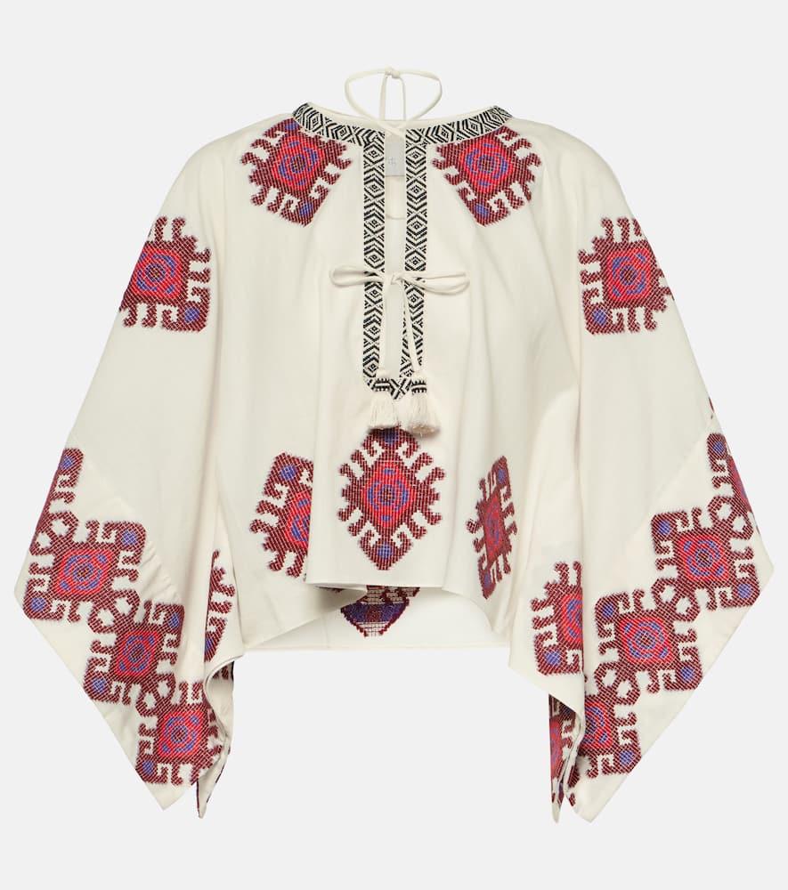 johanna ortiz fringed cotton top