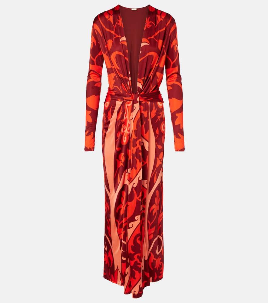 johanna ortiz gathered printed jersey midi dress