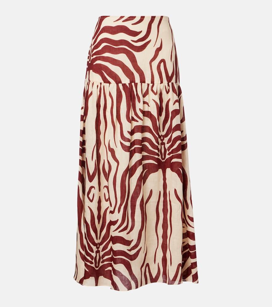 johanna ortiz gathered printed linen maxi skirt