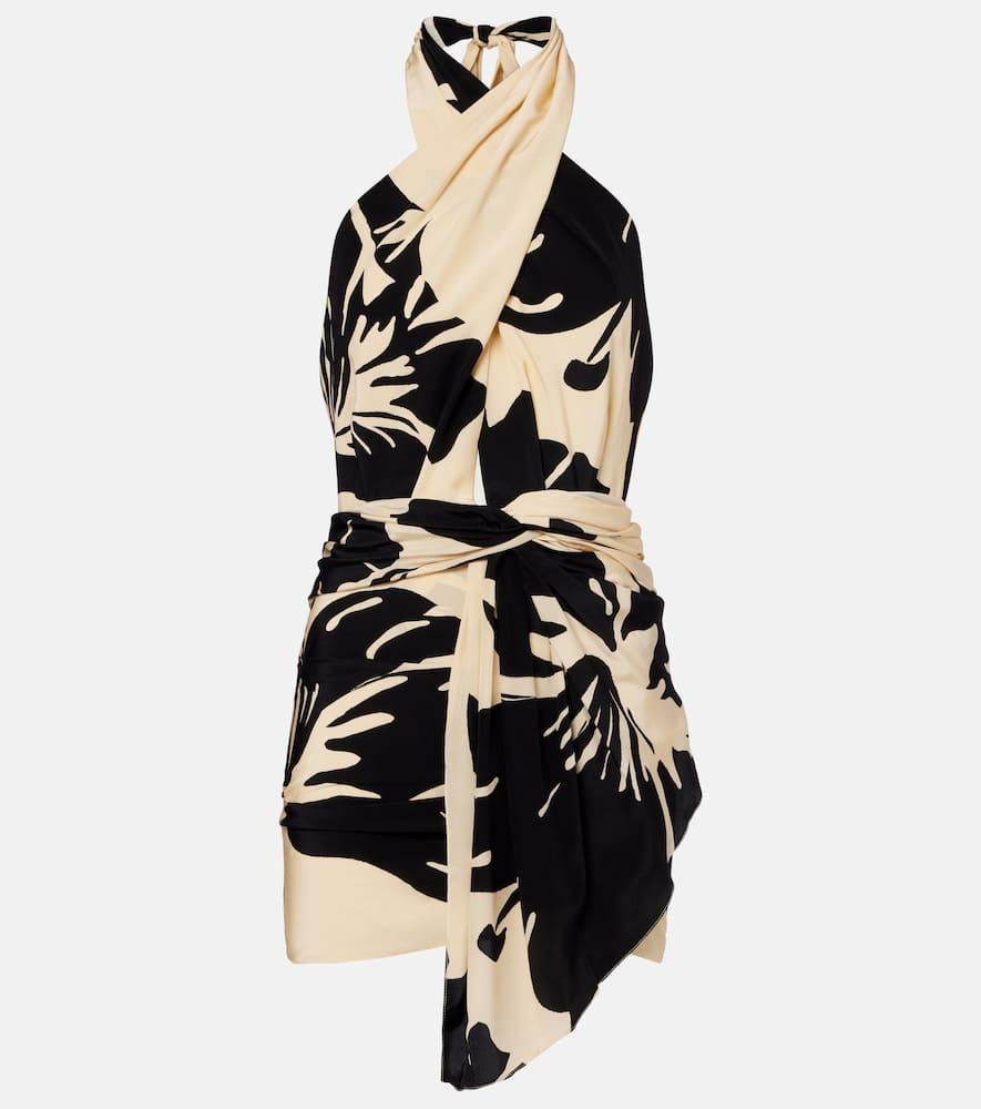 johanna ortiz halterneck floral silk minidress