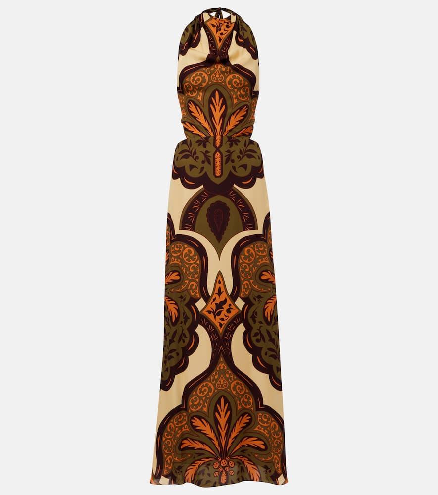 johanna ortiz halterneck printed silk maxi dress