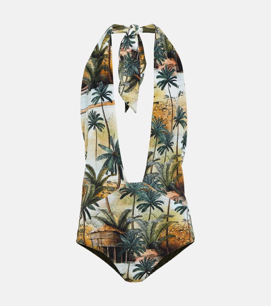 johanna ortiz hidden paradise printed halterneck swimsuit