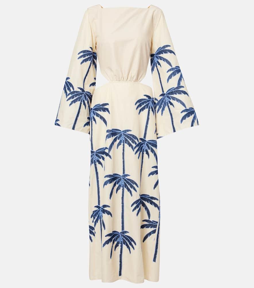 johanna ortiz journey embroidered cutout midi dress