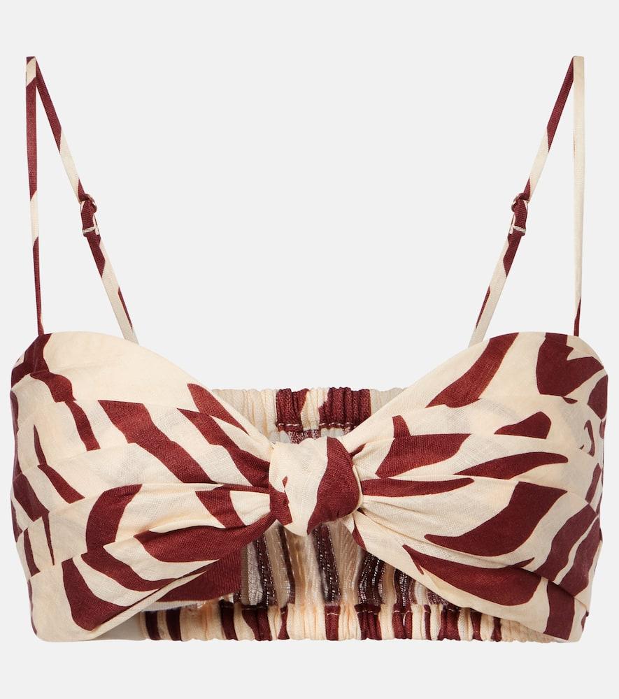 johanna ortiz pleated printed linen bra top