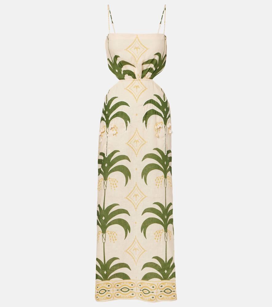 johanna ortiz printed cotton and linen midi dress