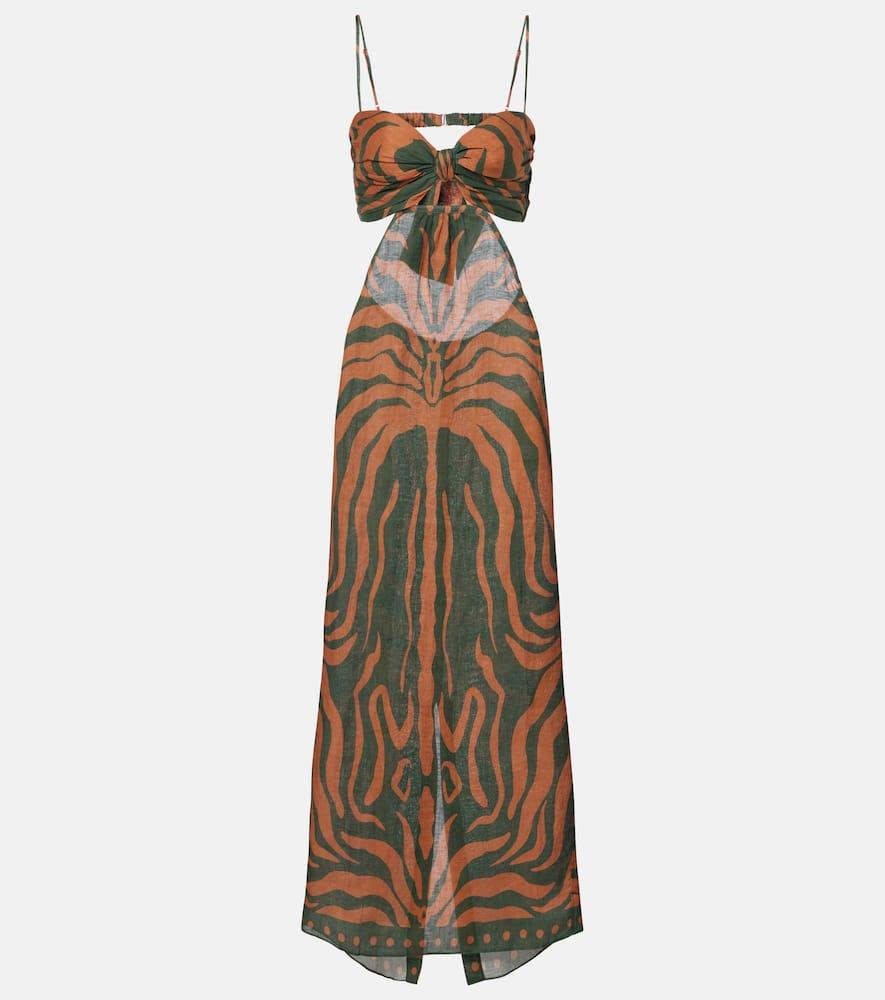 johanna ortiz printed cutout linen maxi dress