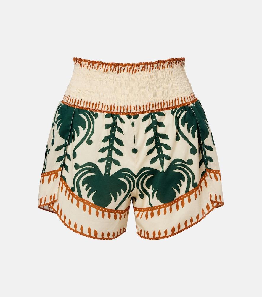 johanna ortiz printed shirred cotton shorts