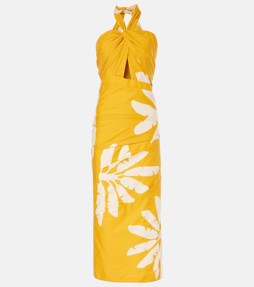 johanna ortiz printed twisted cutout midi dress