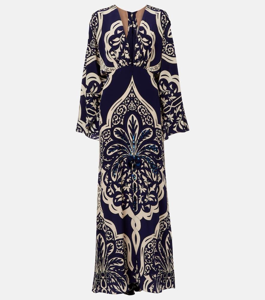 johanna ortiz sequined printed silk maxi dress