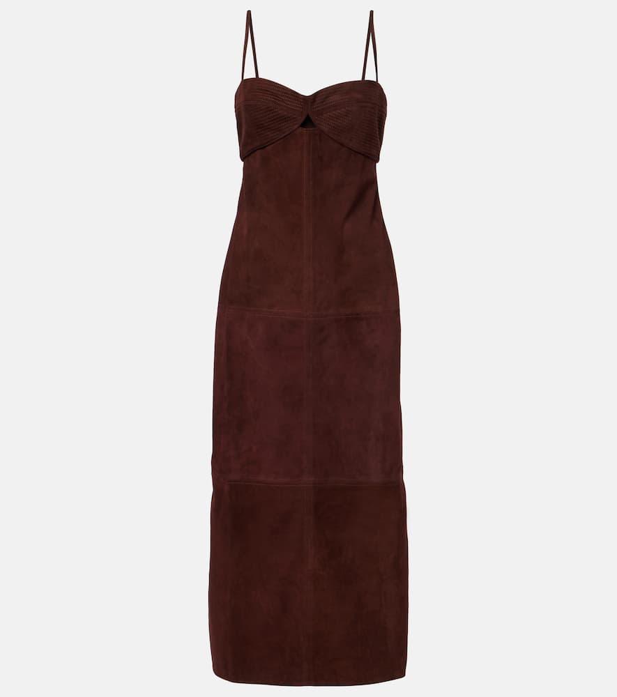 johanna ortiz suede midi dress
