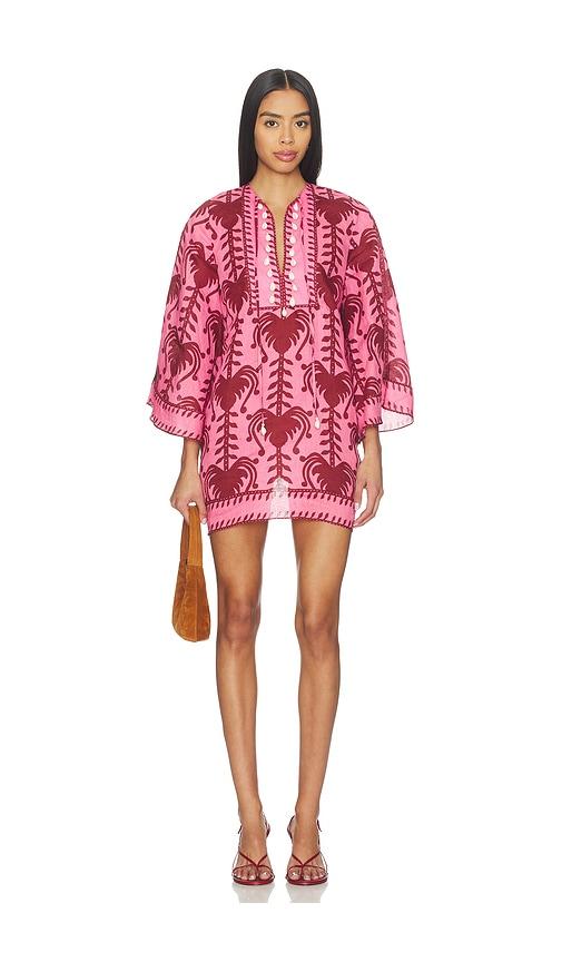 johanna ortiz wild savannah tunic dress in pink,burgundy.
