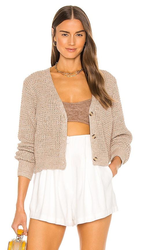 john & jenn by line miles cardigan in taupe.