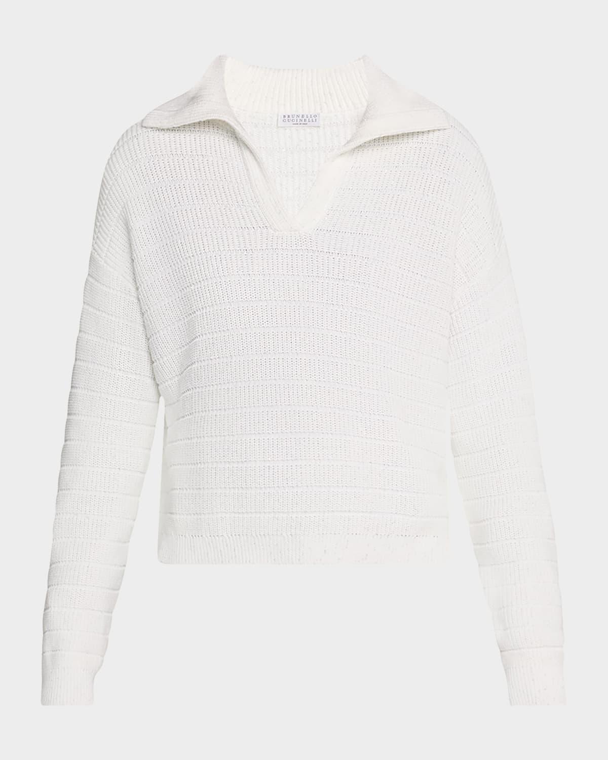 johnny collar cotton english ribbed sweater