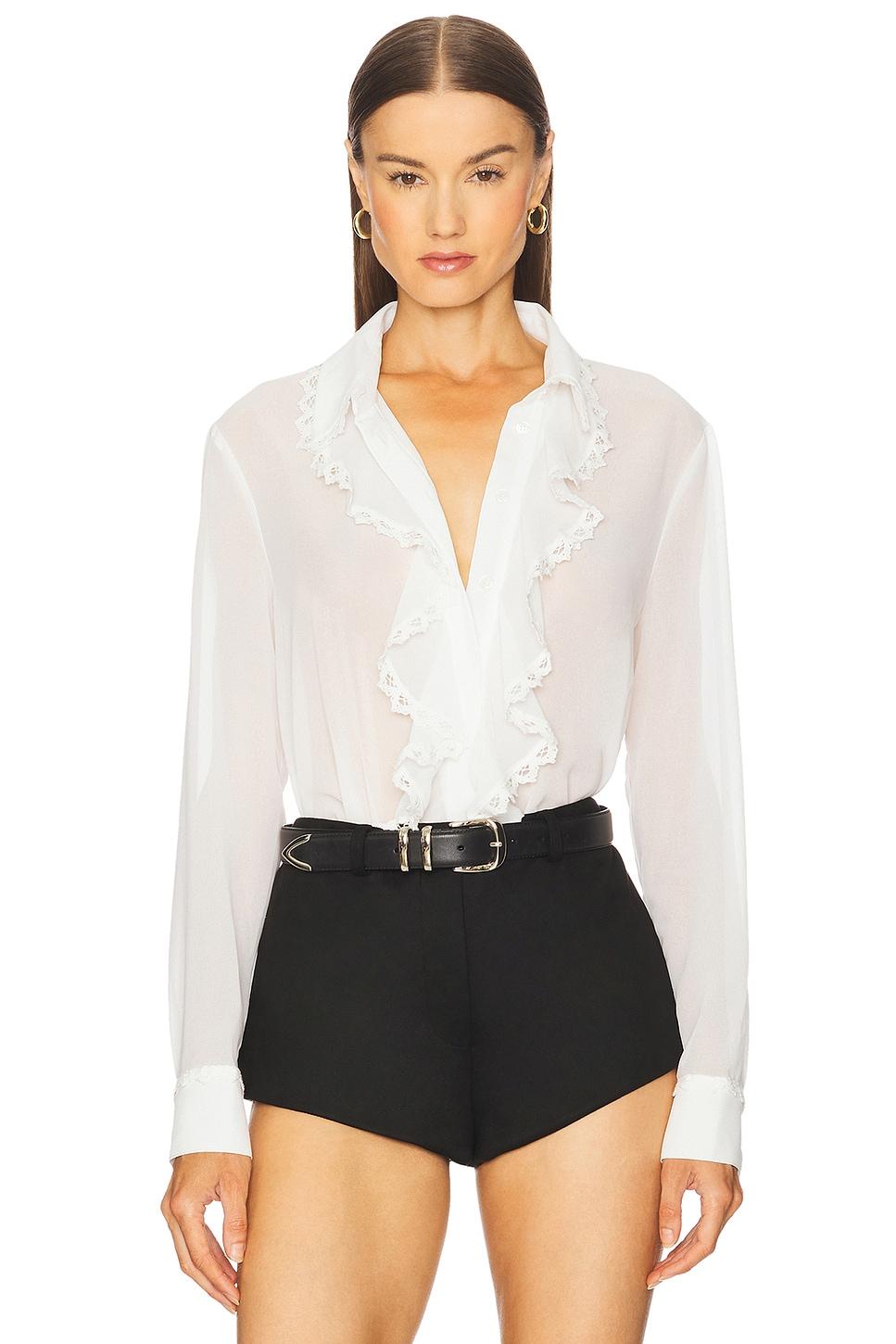 jolanda lace trim frill shirt