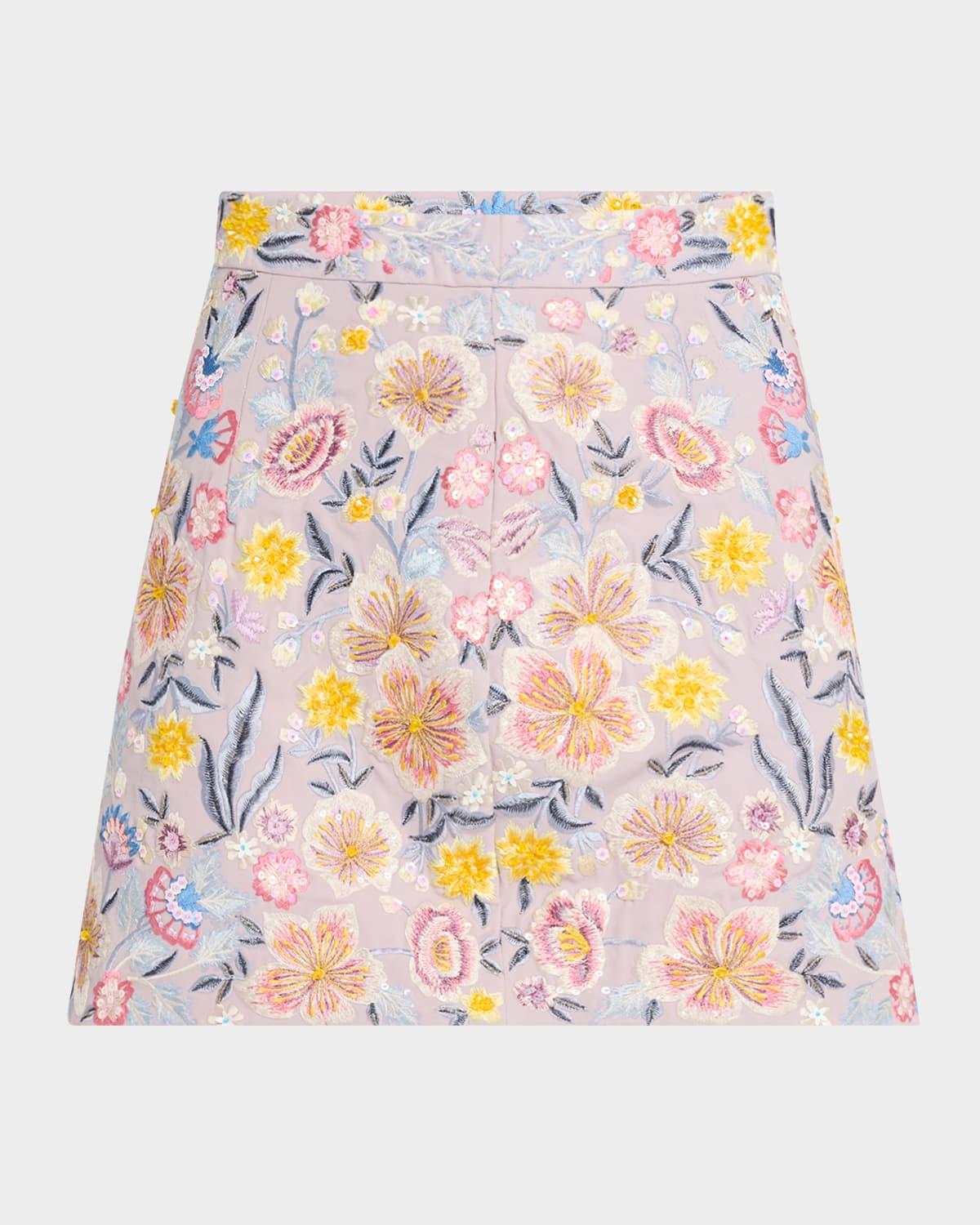 jolie fleur embroidered mini skirt