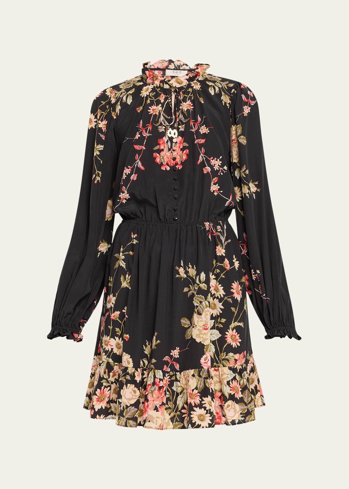 jolie floral long-sleeve mini dress