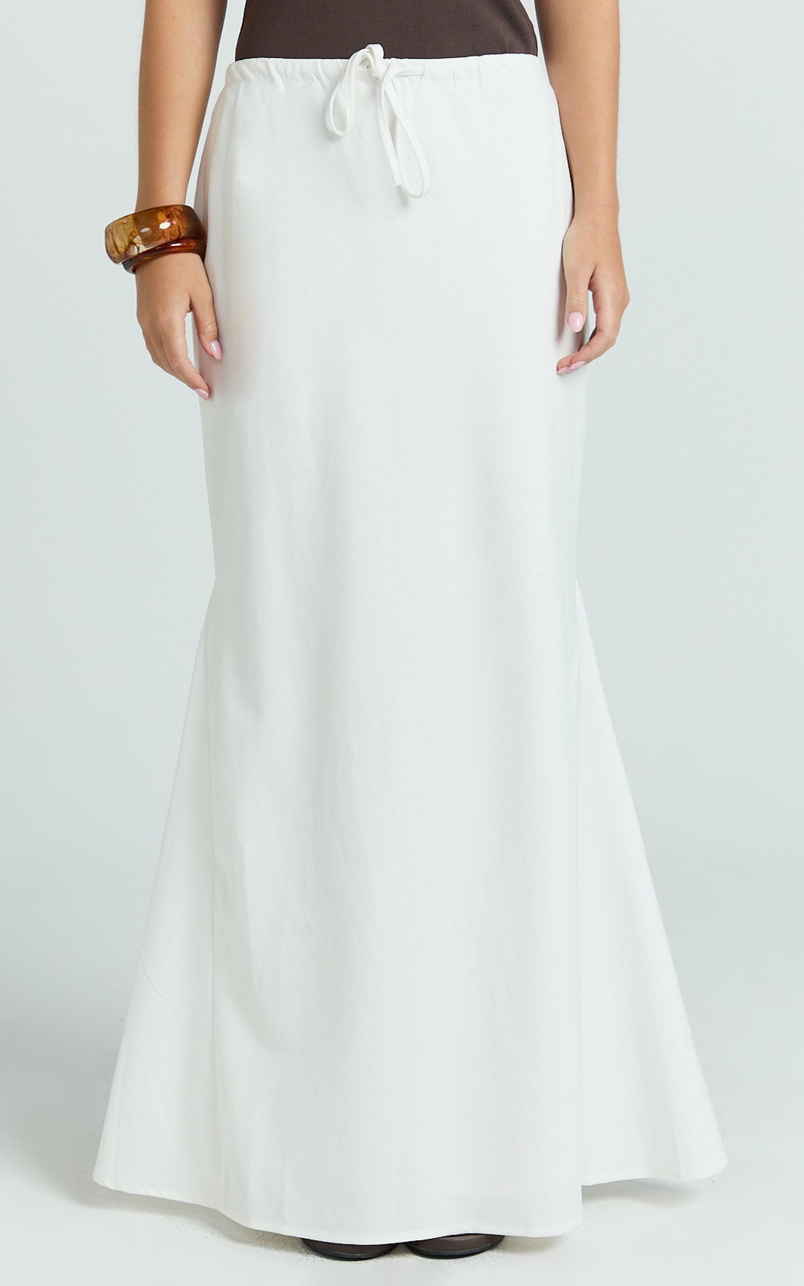 jonah maxi skirt - mid waisted linen blend maxi skirt in off white