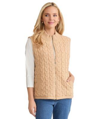 jones new york womens cable knit zip front vest