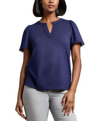 jones new york womens drapey split neck short sleeve top pxs xl
