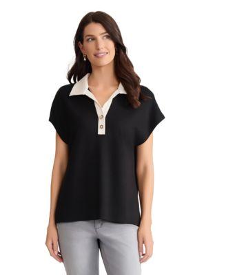 jones new york womens extended shoulders polo t shirt