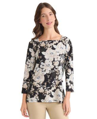 jones new york womens floral print top