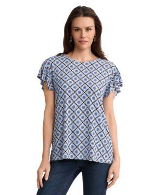 jones new york womens flutter short sleeve top
